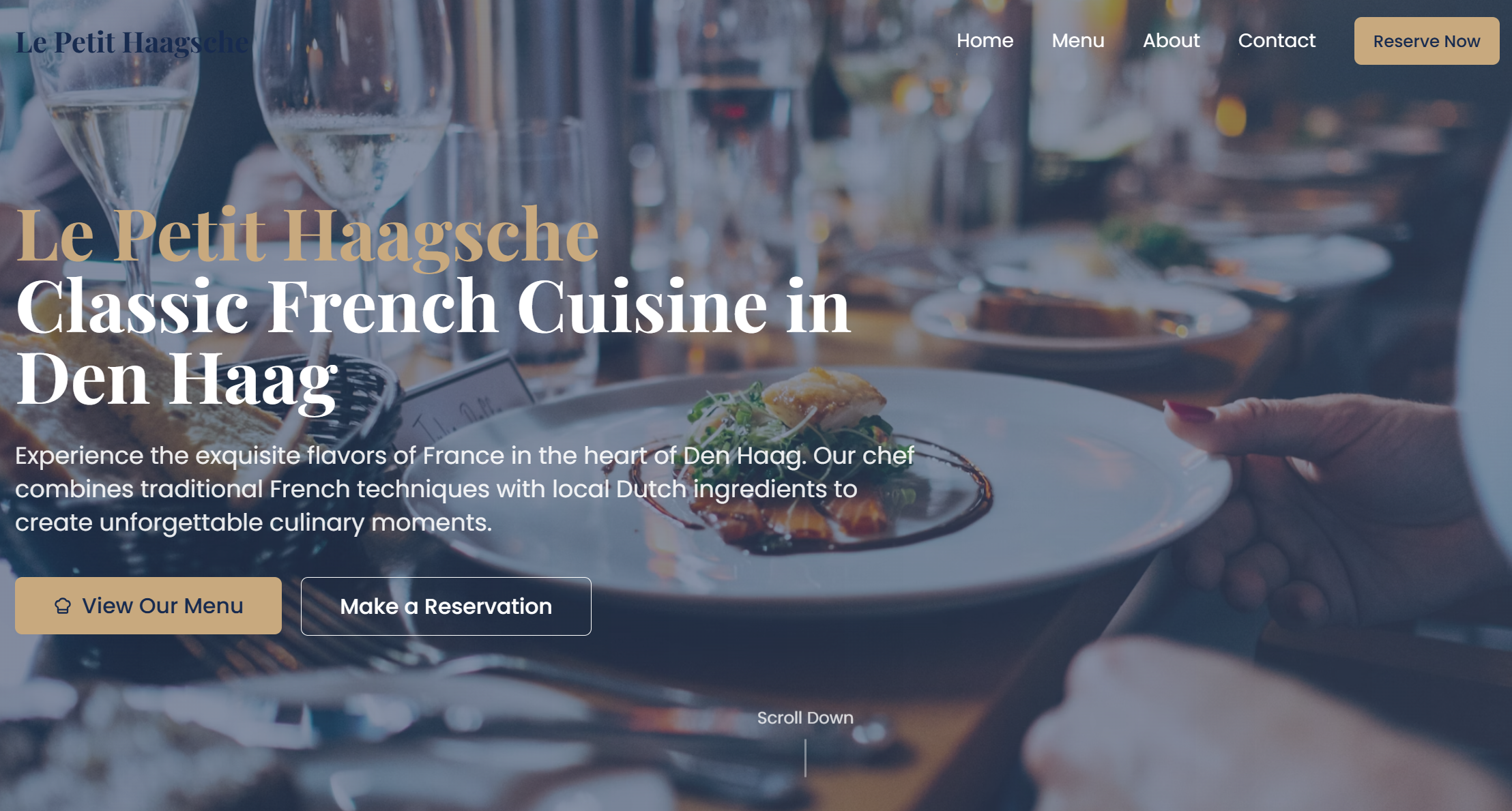 Website van Restaurant Le Petit Haye op desktop
